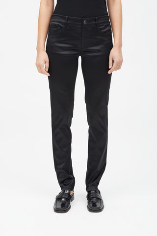 Prada Black Shiny Nylon Slim Leg Pant