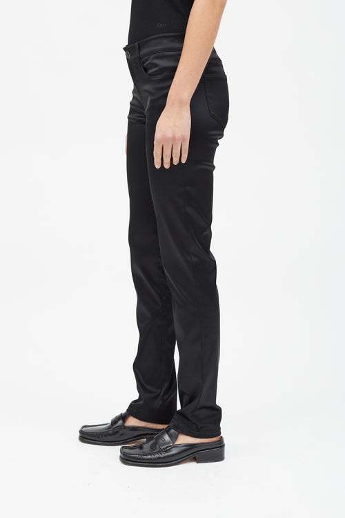 Prada Black Shiny Nylon Slim Leg Pant