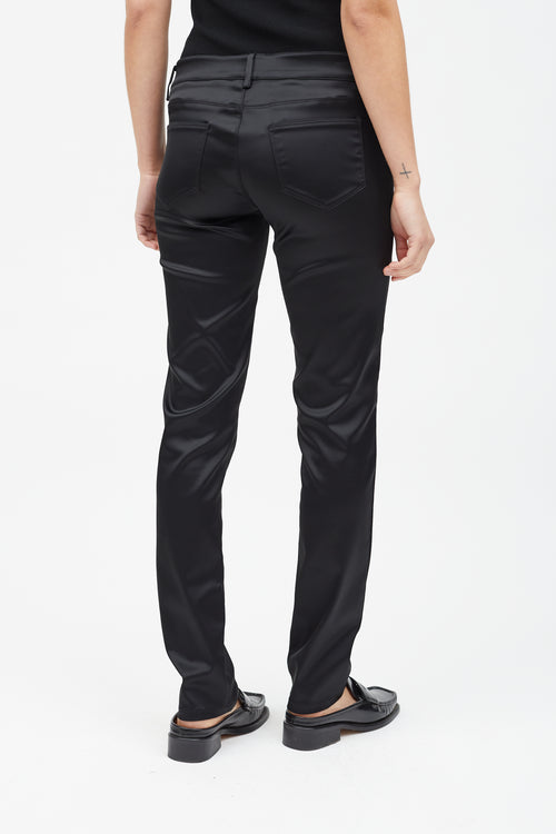 Prada Black Shiny Nylon Slim Leg Pant