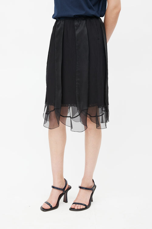 Prada Black Silk Ruffle Skirt