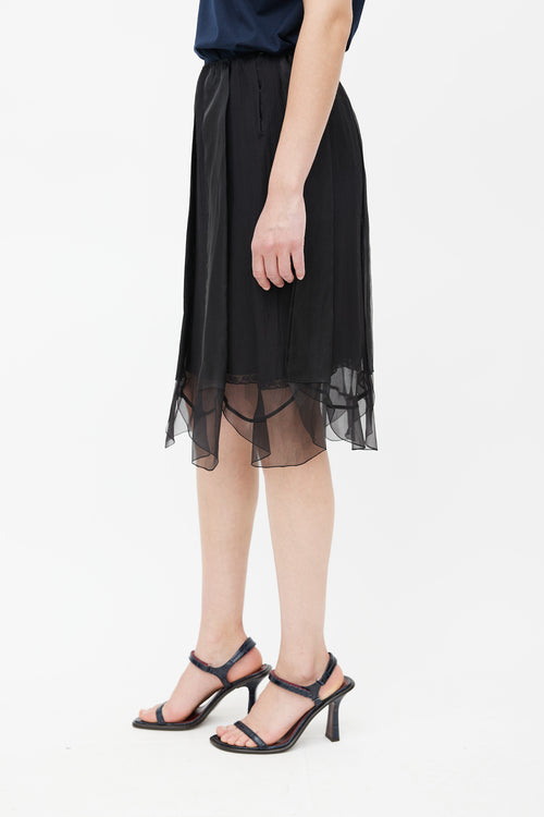 Prada Black Silk Ruffle Skirt