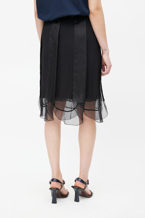 Prada Black Silk Ruffle Skirt