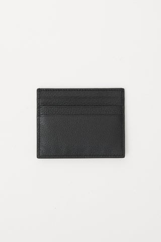 Prada Black 
Silver Leather Logo Cardholder