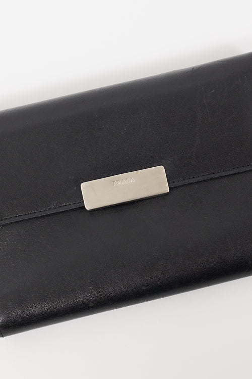 Prada Black Leather Trifold Wallet