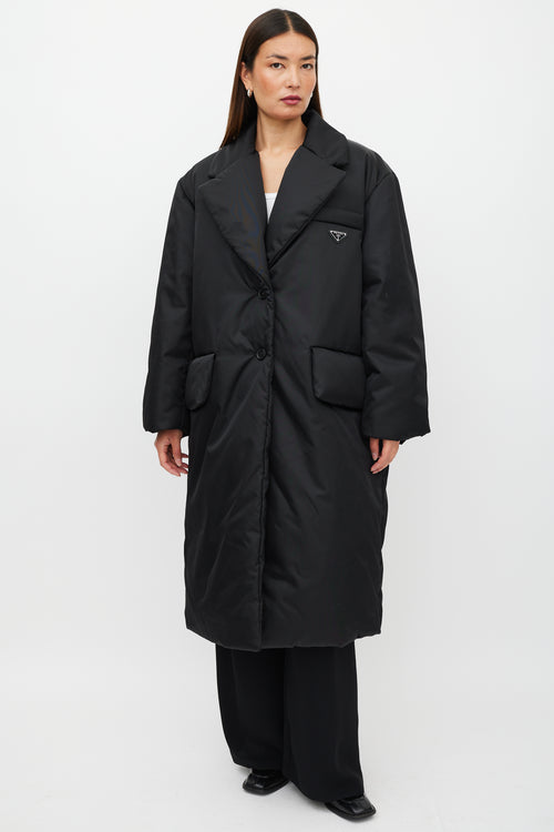 Prada Black 
Silver Re-Nylon Padded Coat