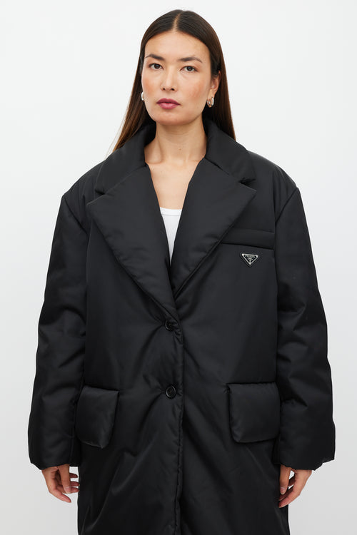 Prada Black 
Silver Re-Nylon Padded Coat