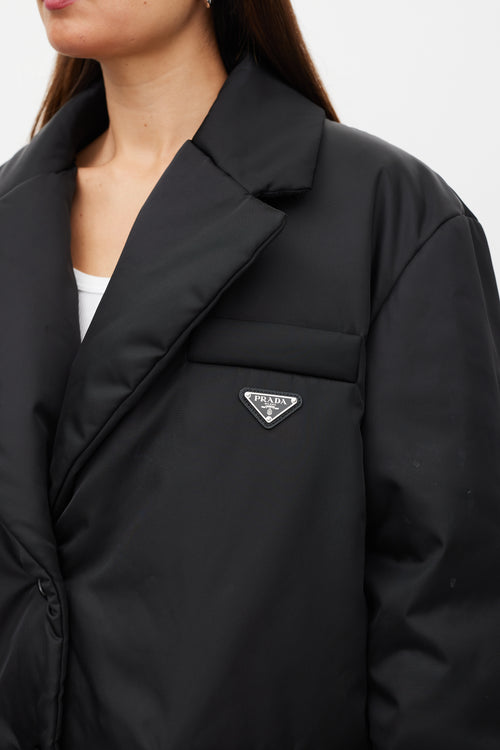 Prada Black 
Silver Re-Nylon Padded Coat