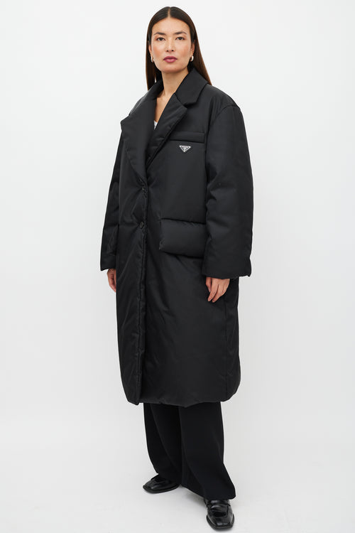 Prada Black 
Silver Re-Nylon Padded Coat