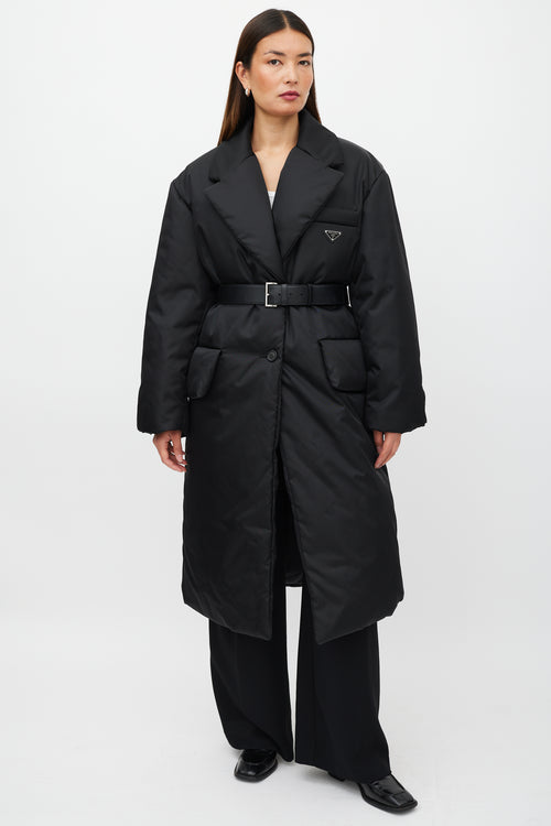 Prada Black 
Silver Re-Nylon Padded Coat