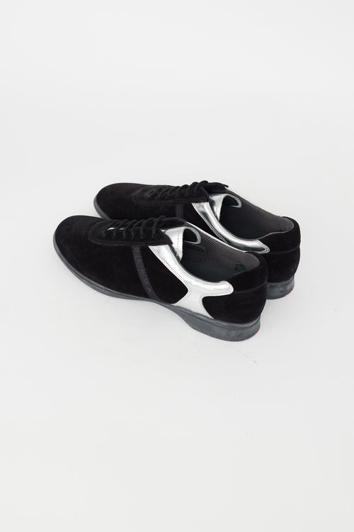 Prada Black Suede Calzature Donna Sneaker