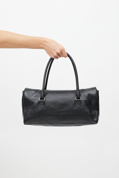 Prada Black 
Silver Vitello Leather Bag