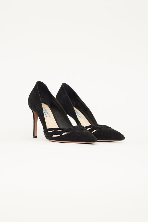 Prada Black Suede Pointed Toe Pump