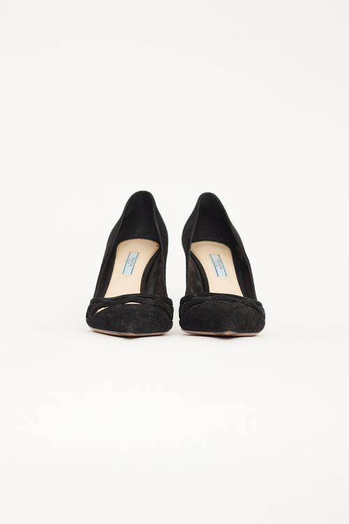 Prada Black Suede Pointed Toe Pump