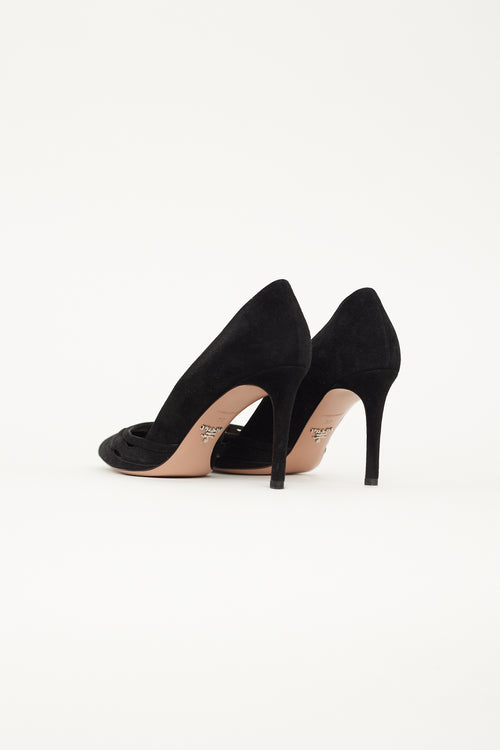 Prada Black Suede Pointed Toe Pump