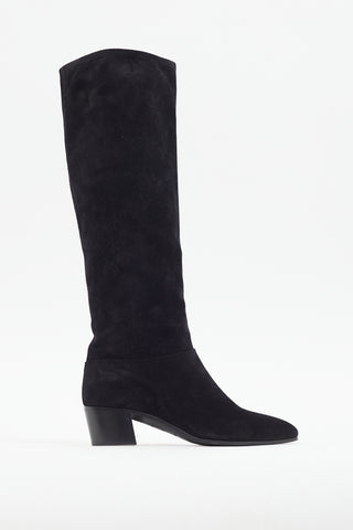 Prada Black Suede Knee High Boot