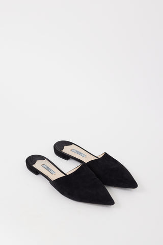 Prada Black Suede Pointed Toe Mule