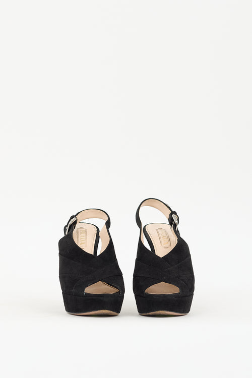 Prada Black Suede Slingback Heel