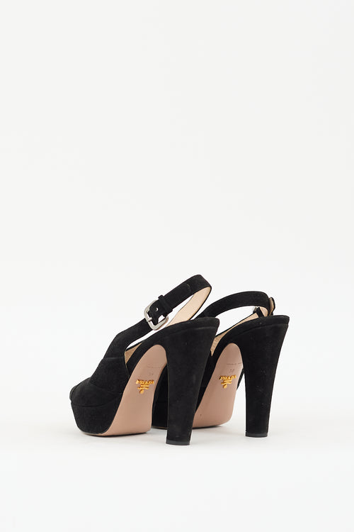 Prada Black Suede Slingback Heel