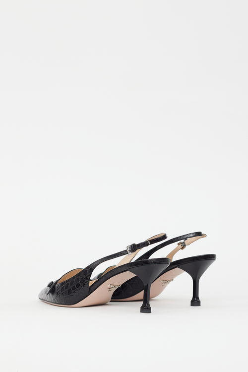 Prada Black Patent Leather Slingback Pump