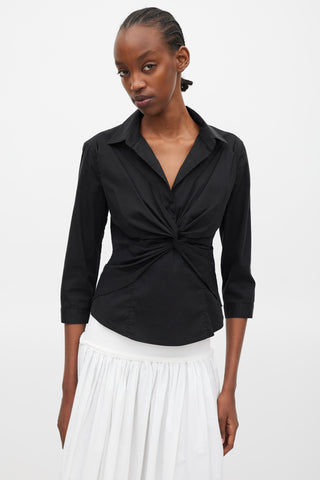 Prada Black Twisted Wrap Top