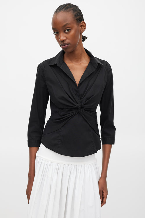 Prada Black Twisted Wrap Top