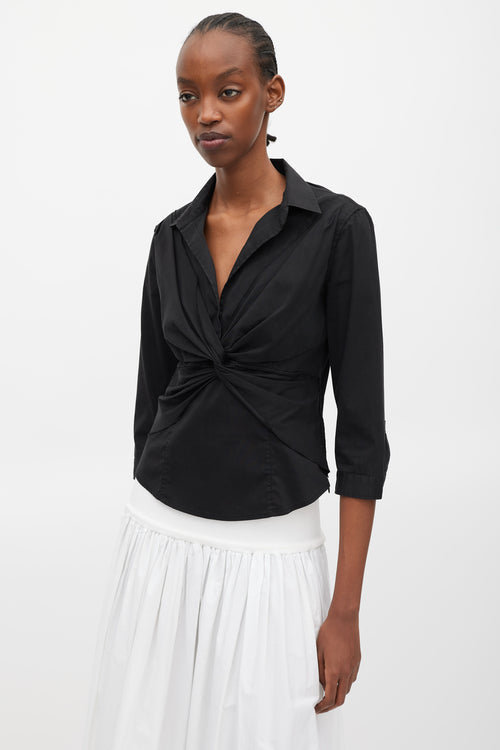 Prada Black Twisted Wrap Top