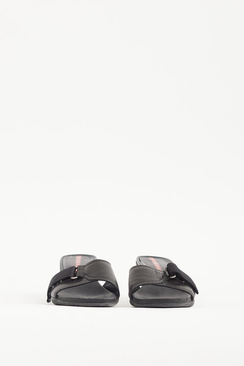 Prada Black Velcro Strap Mule