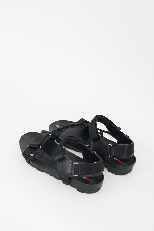 Prada Black Velcro Strapped Sandal