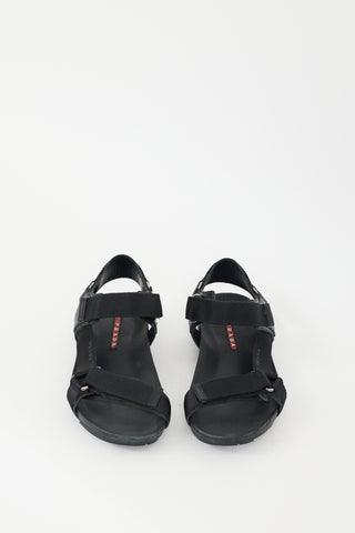 Prada Black Velcro Strapped Sandal