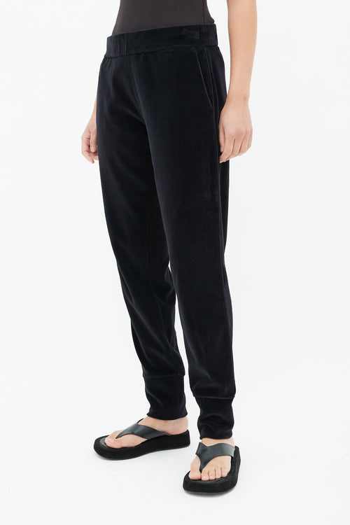 Prada Black Velour Logo Jogger