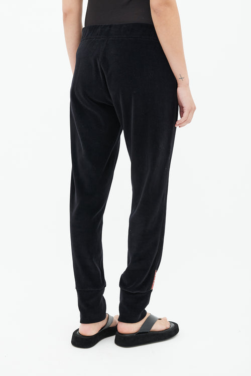 Prada Black Velour Logo Jogger