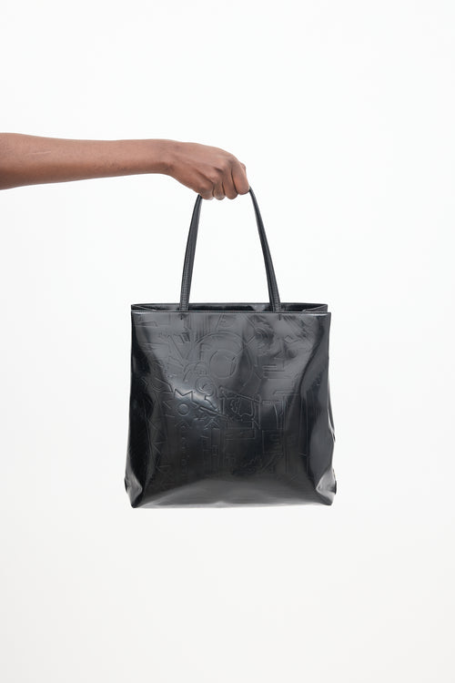 Prada Black Leather Embossed Tote