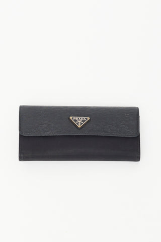 Prada Black Vitello Move Leather 
Nylon Wallet