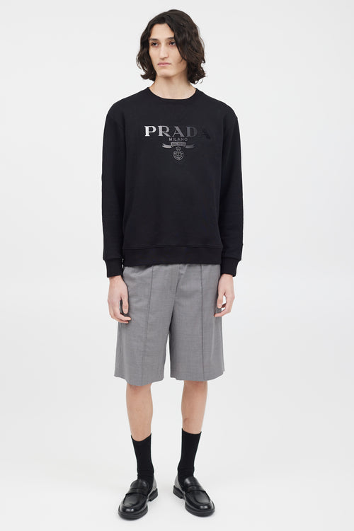 Prada Black 
White Gradient Logo Sweatshirt