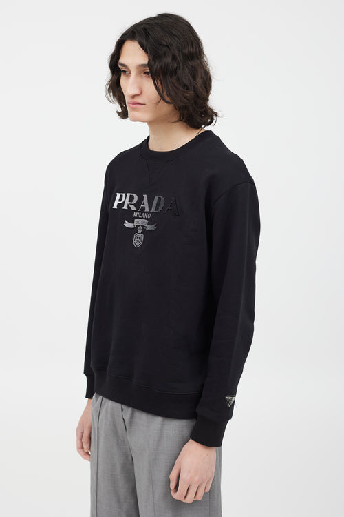 Prada Black 
White Gradient Logo Sweatshirt