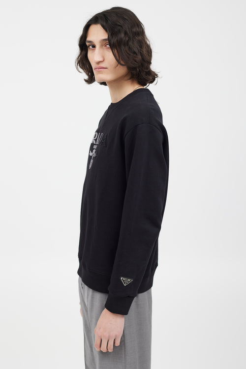 Prada Black 
White Gradient Logo Sweatshirt