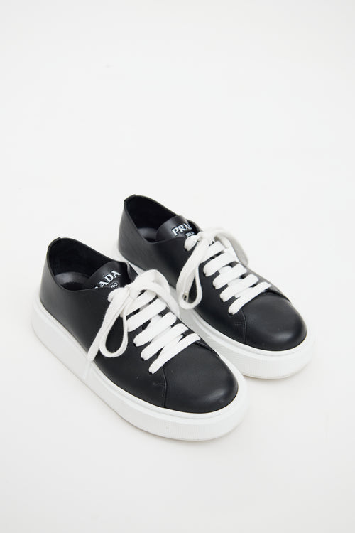 Prada Black 
White Leather Chunky Sneaker