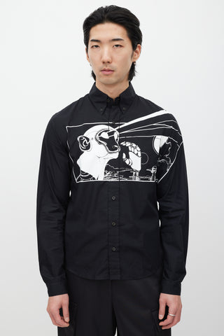 Prada Black 
White Print Shirt