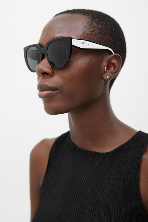 Prada Black 
White SPR14W Sunglasses