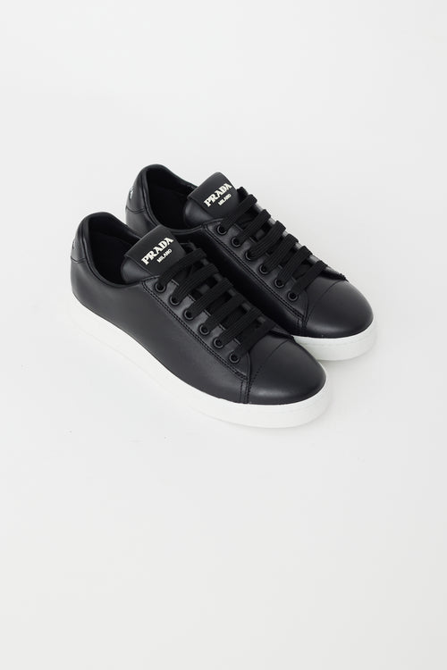 Prada Black Leather Logo Sneakers