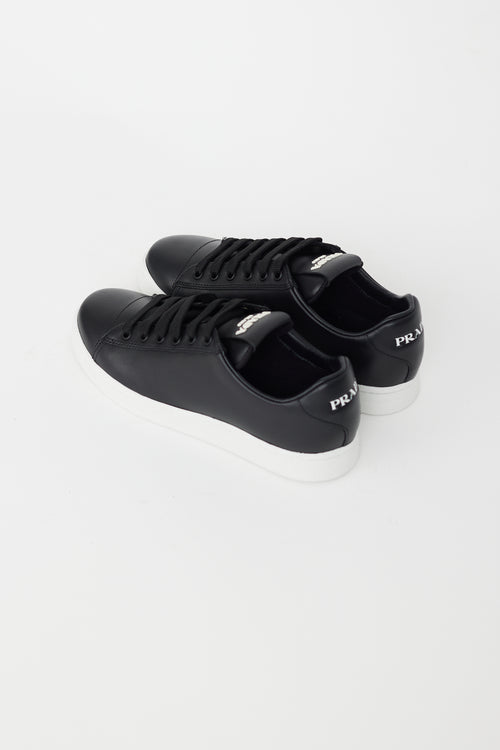 Prada Black Leather Logo Sneakers