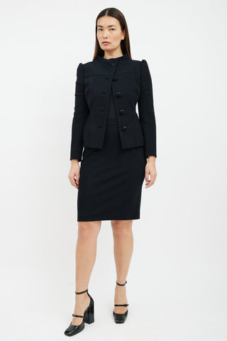 Prada Black Wool Blazer 
Skirt Suit