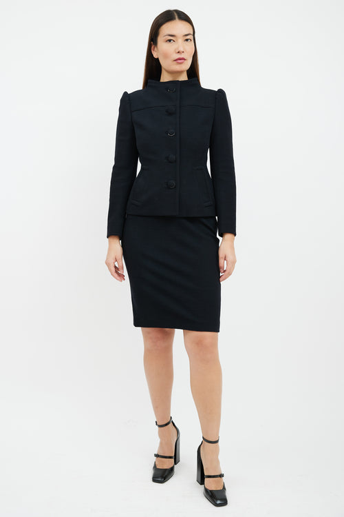 Prada Black Wool Blazer 
Skirt Suit