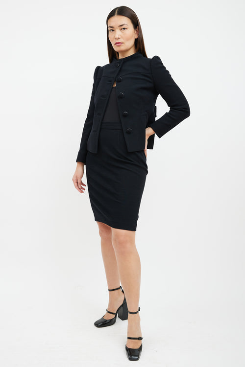 Prada Black Wool Blazer 
Skirt Suit