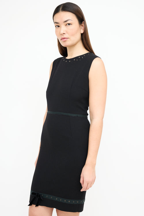 Prada Black Wool Crepe Sheath Dress