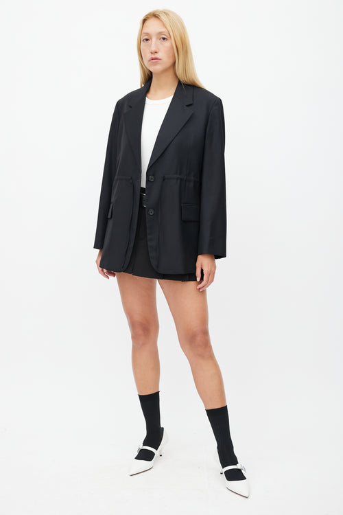 Prada Black Wool Drawstring Blazer