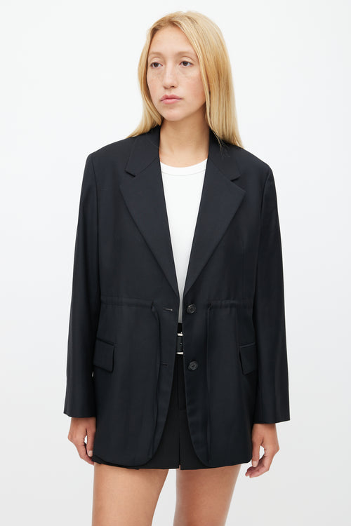 Prada Black Wool Drawstring Blazer