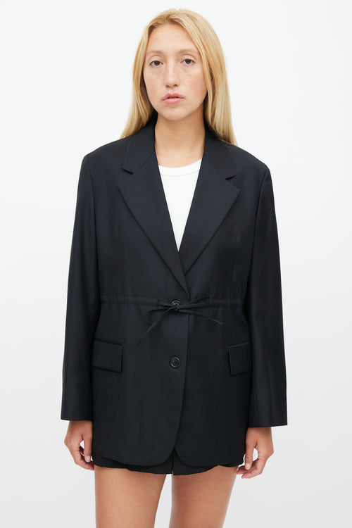 Prada Black Wool Drawstring Blazer