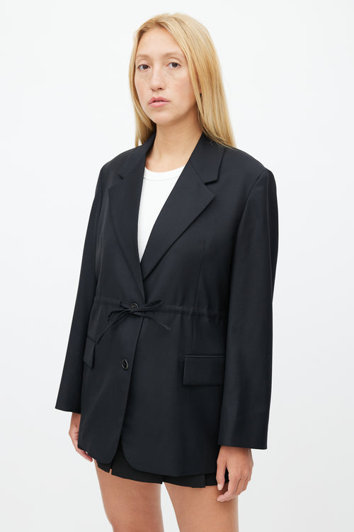 Prada Black Wool Drawstring Blazer