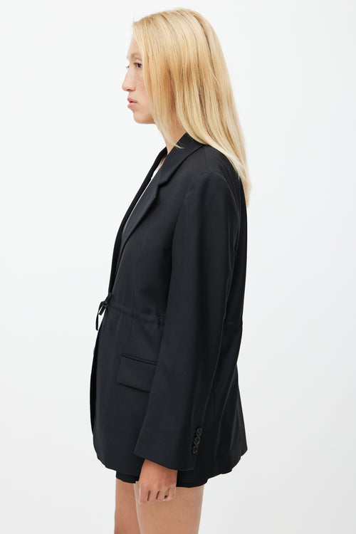 Prada Black Wool Drawstring Blazer